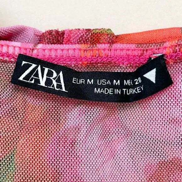 Zara Floral Mesh Corset Bustier Bra Crop Top - Picture 5 of 6